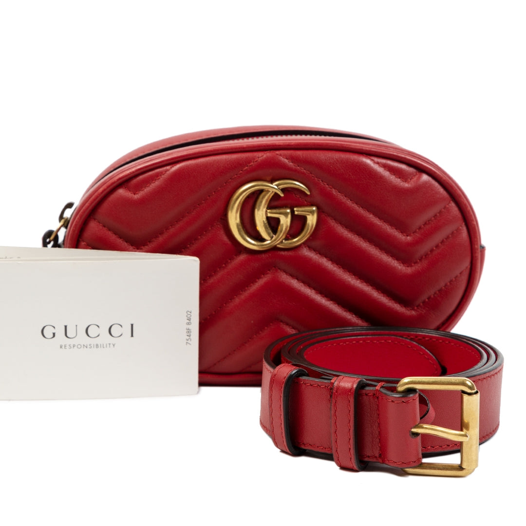 Authentieke Tweedehands Gucci Marmont Matelassé Leather Belt Bag juiste prijs veilig online shoppen luxe merken webshop winkelen Antwerpen België mode fashion