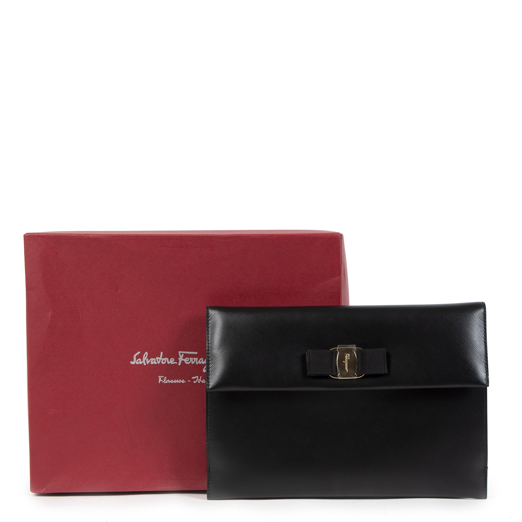 Ferragamo Saffiano leather Clutch Black