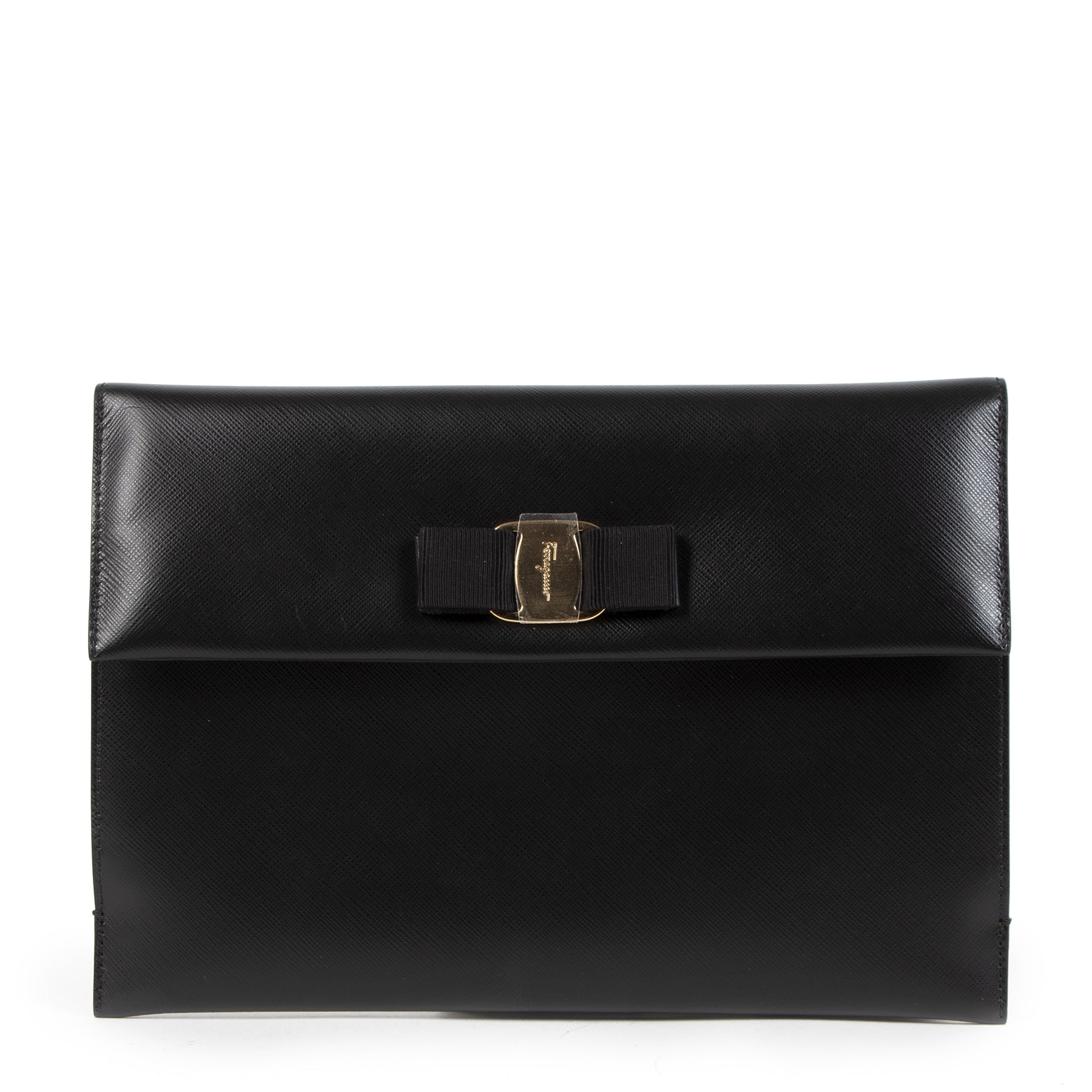 Buy authentic Ferragamo Saffiano leather Clutch Black at the right price at LabelLov