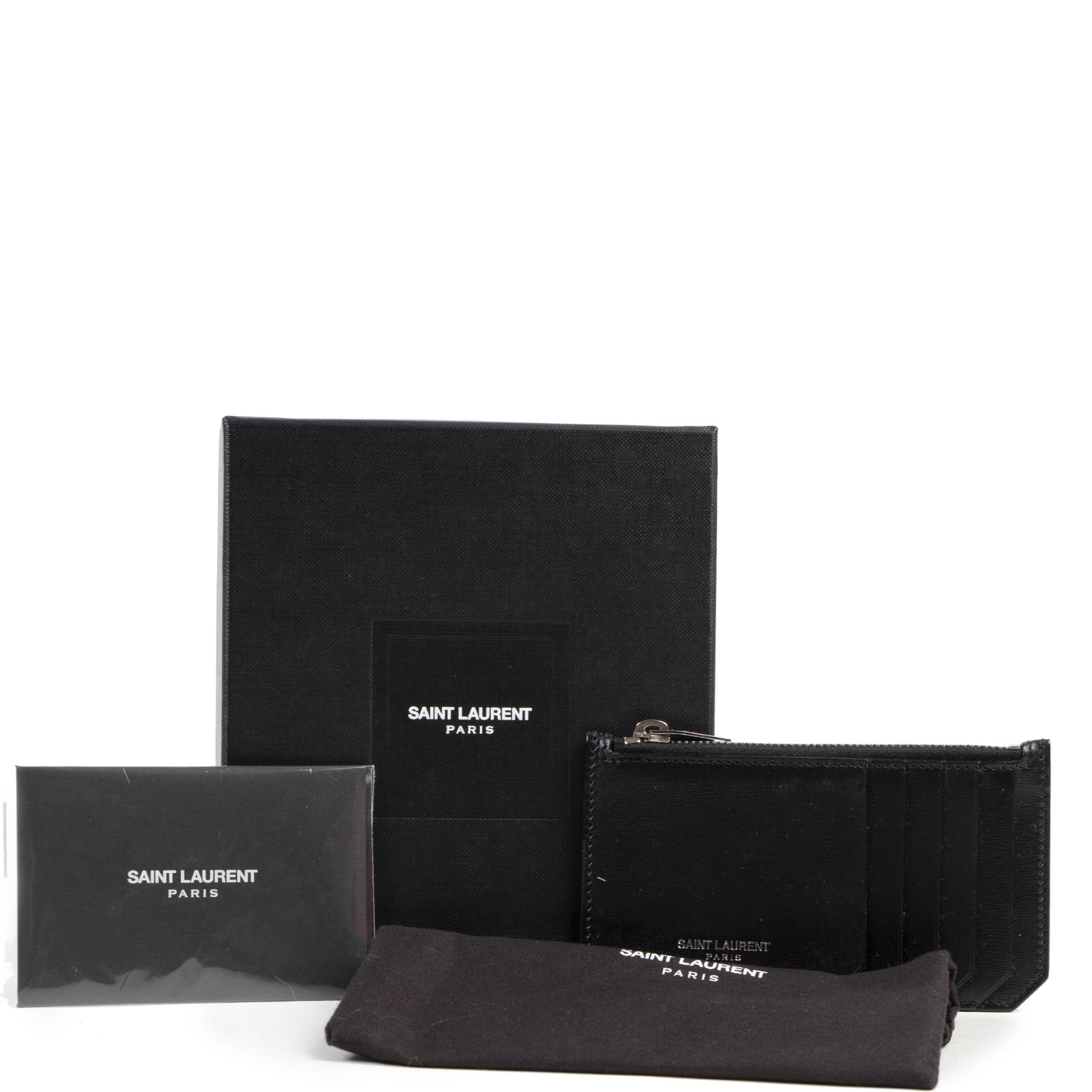 Authentic secondhand Saint Laurent Black Logo Embossed Cardholder designer accessories fashion luxury vintage webshop safe secure online shopping