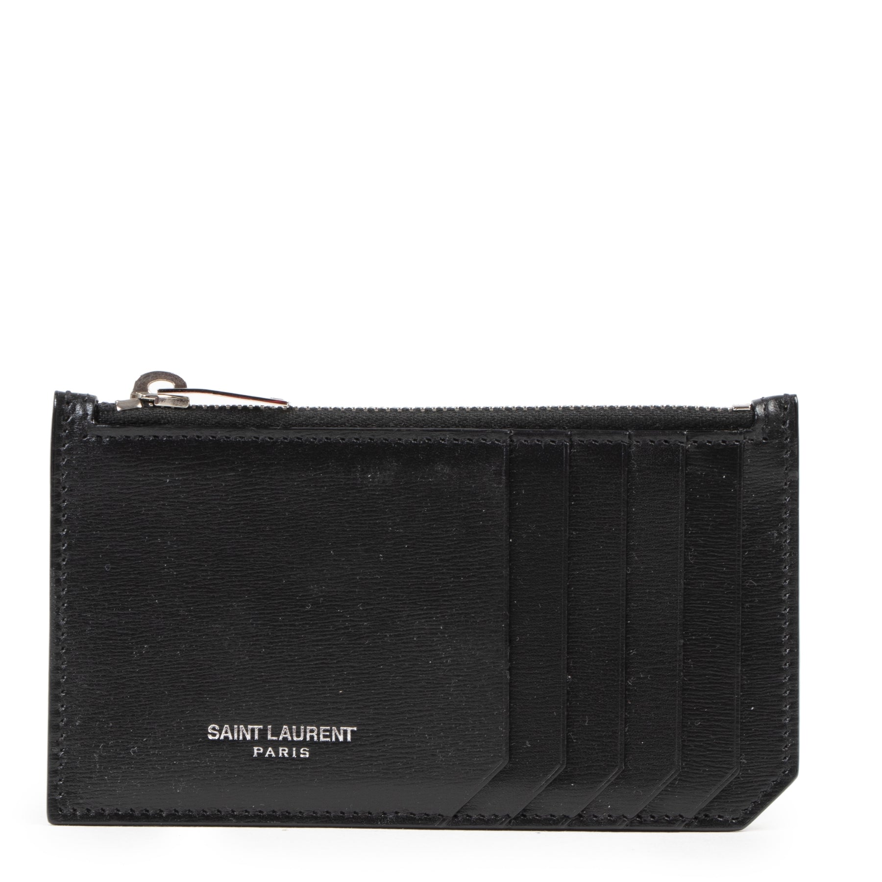 Authentieke Tweedehands Saint Laurent Black Logo Embossed Cardholder juiste prijs veilig online shoppen luxe merken webshop winkelen Antwerpen België mode fashion