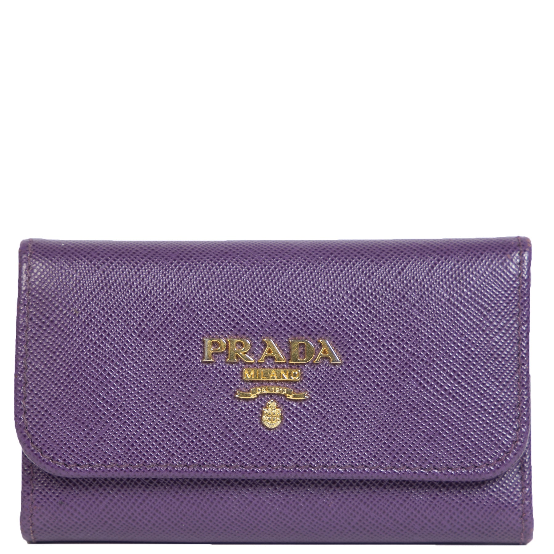 Authentieke Tweedehands Prada Purple Saffiano Leather Six Key Holder juiste prijs veilig online shoppen luxe merken webshop winkelen Antwerpen België mode fashion
