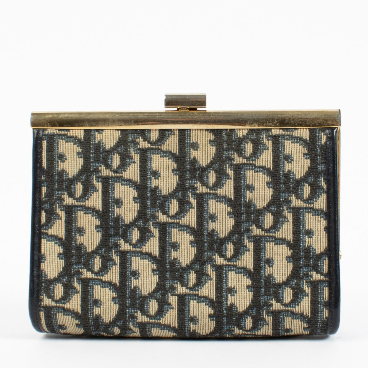 Pochette Christian Dior Bleue Oblique à Fermoir Kiss Lock