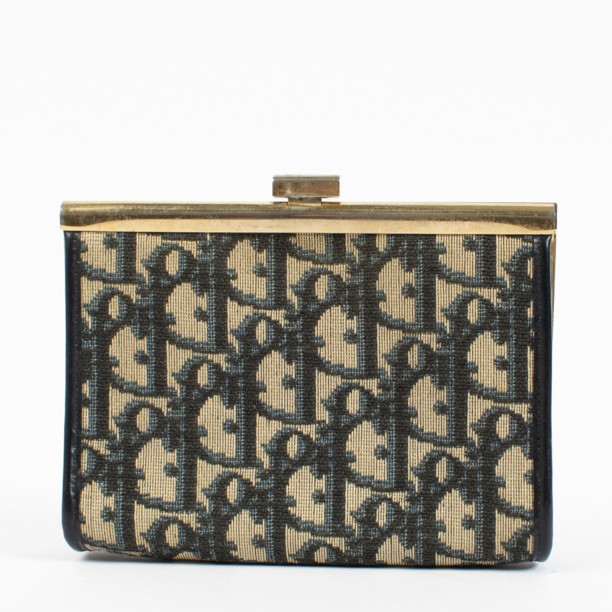 Pochette Christian Dior Bleue Oblique à Fermoir Kiss Lock