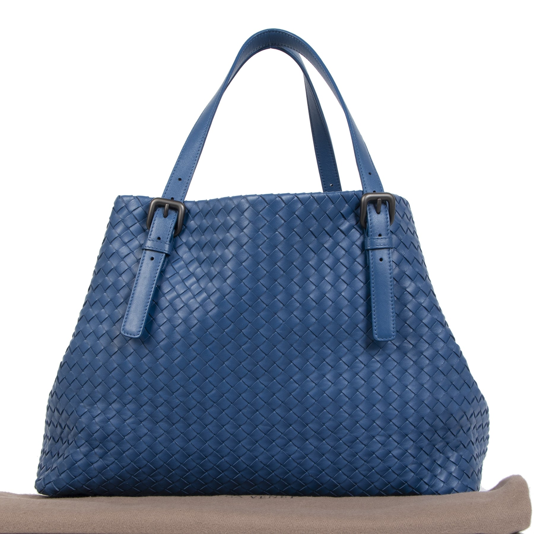 Bottega Veneta Dark Blue A-Shape Woven Tote Bag – Labellov