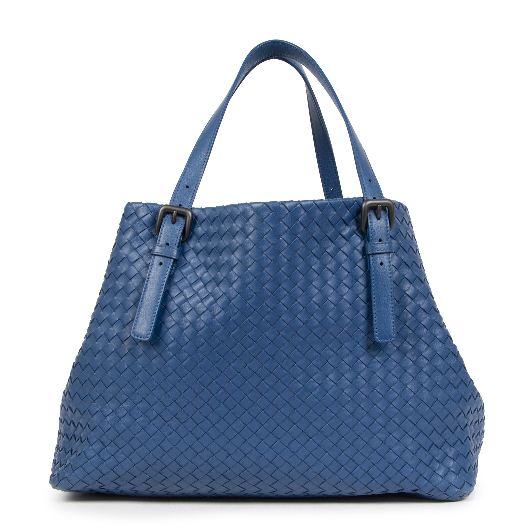 Bottega Veneta Dark Blue A-Shape Woven Tote Bag – Labellov