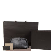 Authentic secondhand Bottega Veneta The Lauren Grey Clutch designer bags designer brands luxury vintage webshop fashion safe secure online shopping worldwide shipping