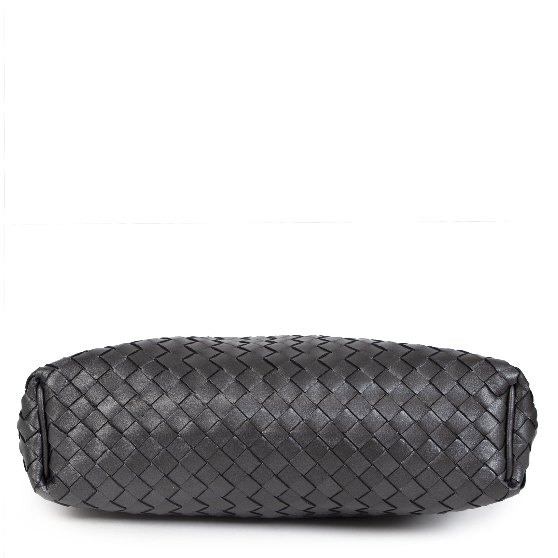Authentic secondhand Bottega Veneta The Lauren Grey Clutch designer bags designer brands luxury vintage webshop fashion safe secure online shopping worldwide shipping