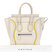 Authentic secondhand Céline Felt Beige and Yellow Leather Luggage Bag designer bags fashion luxury vintage webshop safe secure online shopping worldwide shipping