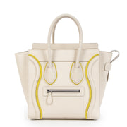 Authentieke Tweedehands Céline Felt Beige and Yellow Leather Luggage Bag juiste prijs veilig online shoppen luxe merken webshop winkelen Antwerpen België mode fashion
