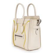 Authentieke Tweedehands Céline Felt Beige and Yellow Leather Luggage Bag juiste prijs veilig online shoppen luxe merken webshop winkelen Antwerpen België mode fashion