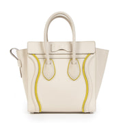 Authentic secondhand Céline Felt Beige and Yellow Leather Luggage Bag designer bags fashion luxury vintage webshop safe secure online shopping worldwide shipping