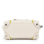 Authentic secondhand Céline Felt Beige and Yellow Leather Luggage Bag designer bags fashion luxury vintage webshop safe secure online shopping worldwide shipping