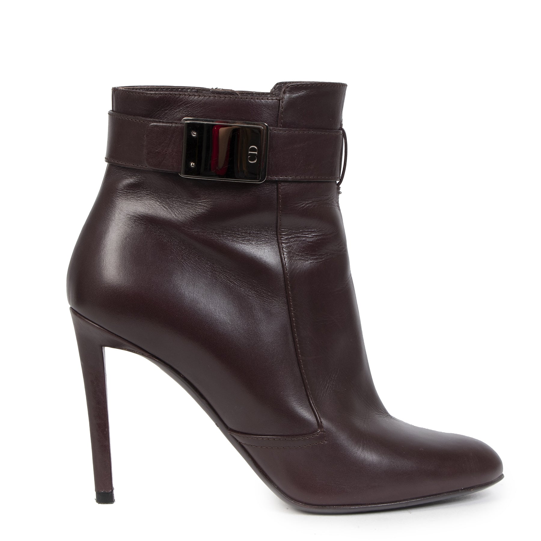 Authentieke Tweedehands Christian Dior Burgundy Leather Ankle Boots - Size 39 juiste prijs veilig online shoppen luxe merken webshop winkelen Antwerpen België mode fashion