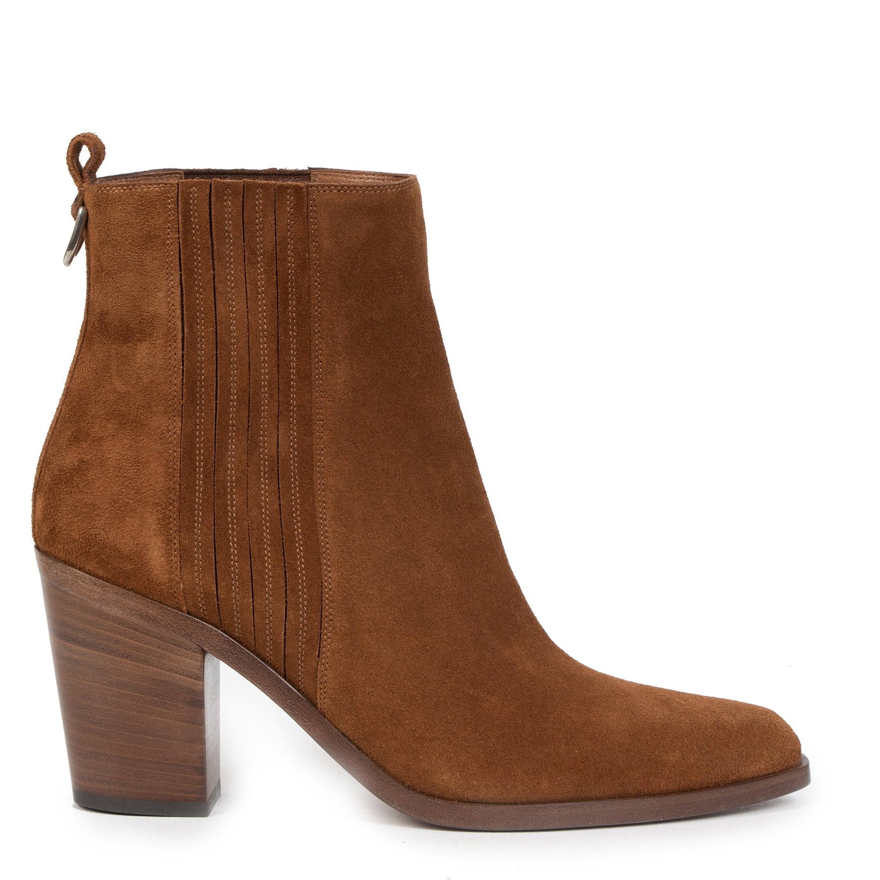 Authentic secondhand Sartore Brown Suede Mid Heel Ankle Boots - Size 39 designer shoes high heels designer brands fashion luxury vintage webshop safe secure online shopping worldwide shipping