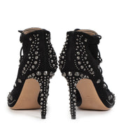Authentic secondhand Valentino Garavani Pebbles Studded Black Suede Ankle Boots - Size 39 designer shoes high heels fashion luxury vintage webshop safe secure online shopping worldwide shipping