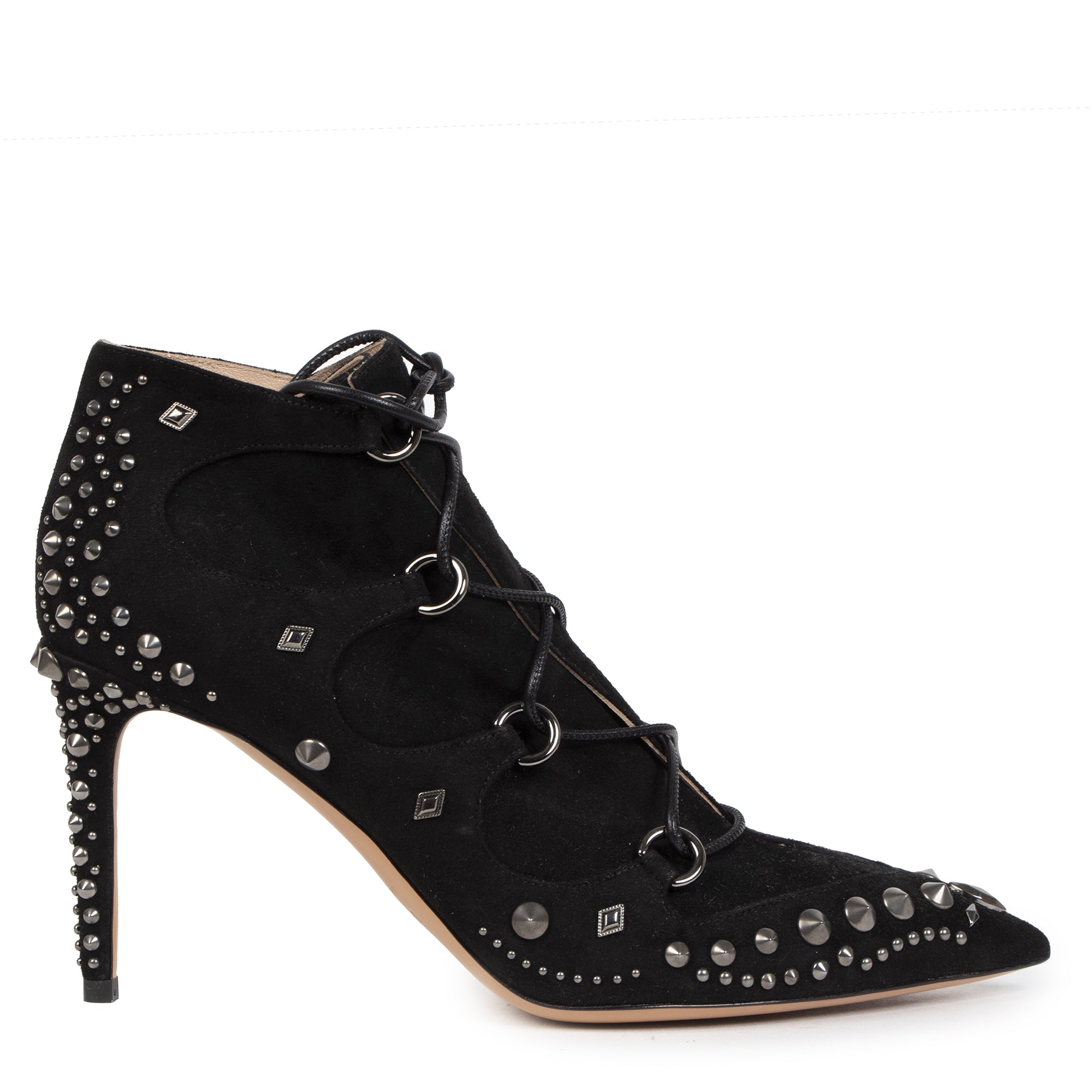 Authentieke Tweedehands Valentino Garavani Pebbles Studded Black Suede Ankle Boots - Size 39 juiste prijs veilig online shoppen luxe merken webshop winkelen Antwerpen België mode fashion