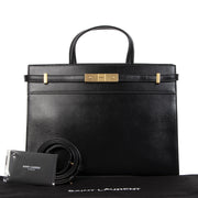 Authentic secondhand Saint Laurent Black Manhatten Top Handle Bag designer bags designer brands fashion luxury vintage webshop safe secure online shopping worldwide shipping delivery