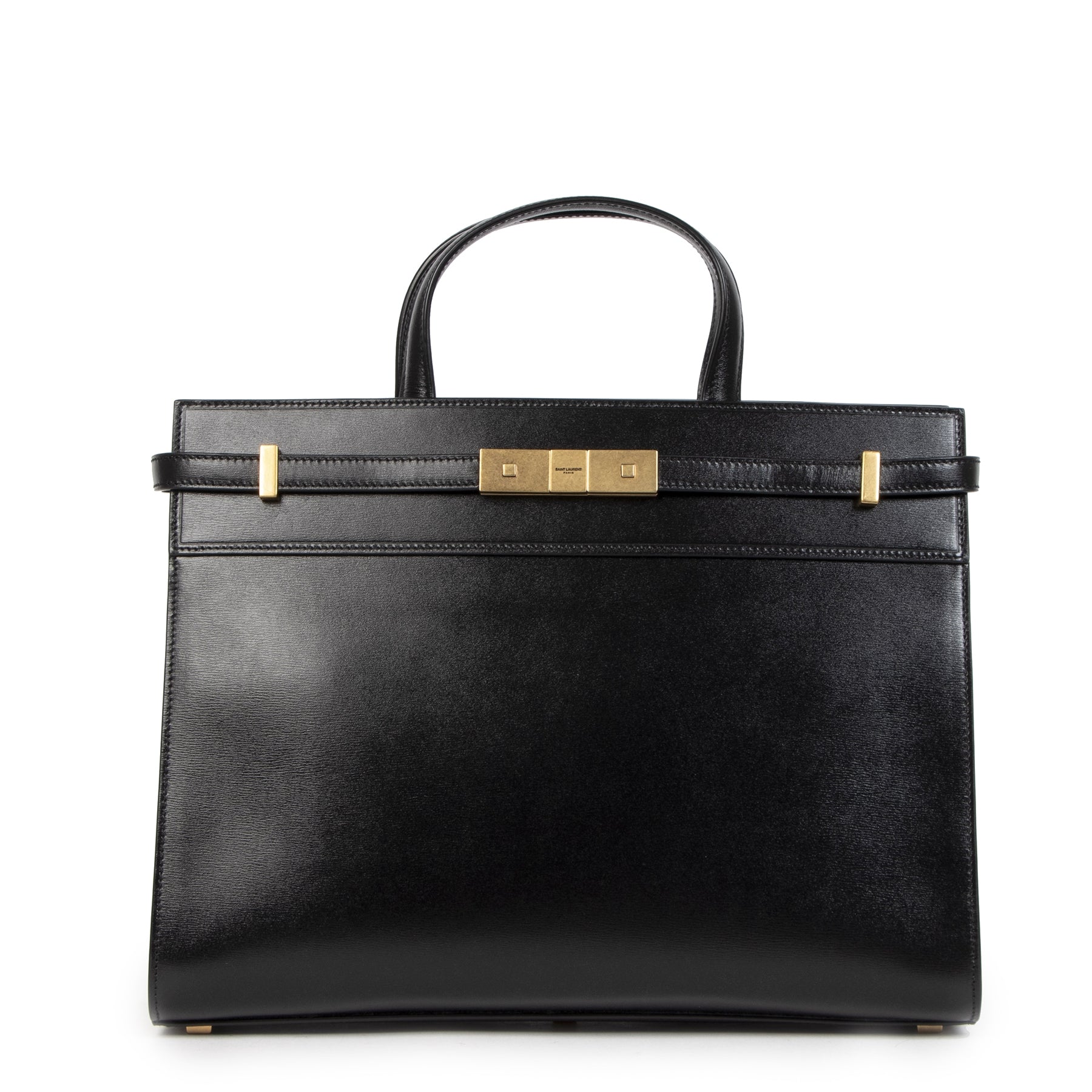 Authentieke Tweedehands Saint Laurent Black Manhatten Top Handle Bag juiste prijs veilig online shoppen luxe merken webshop winkelen Antwerpen België mode fashion