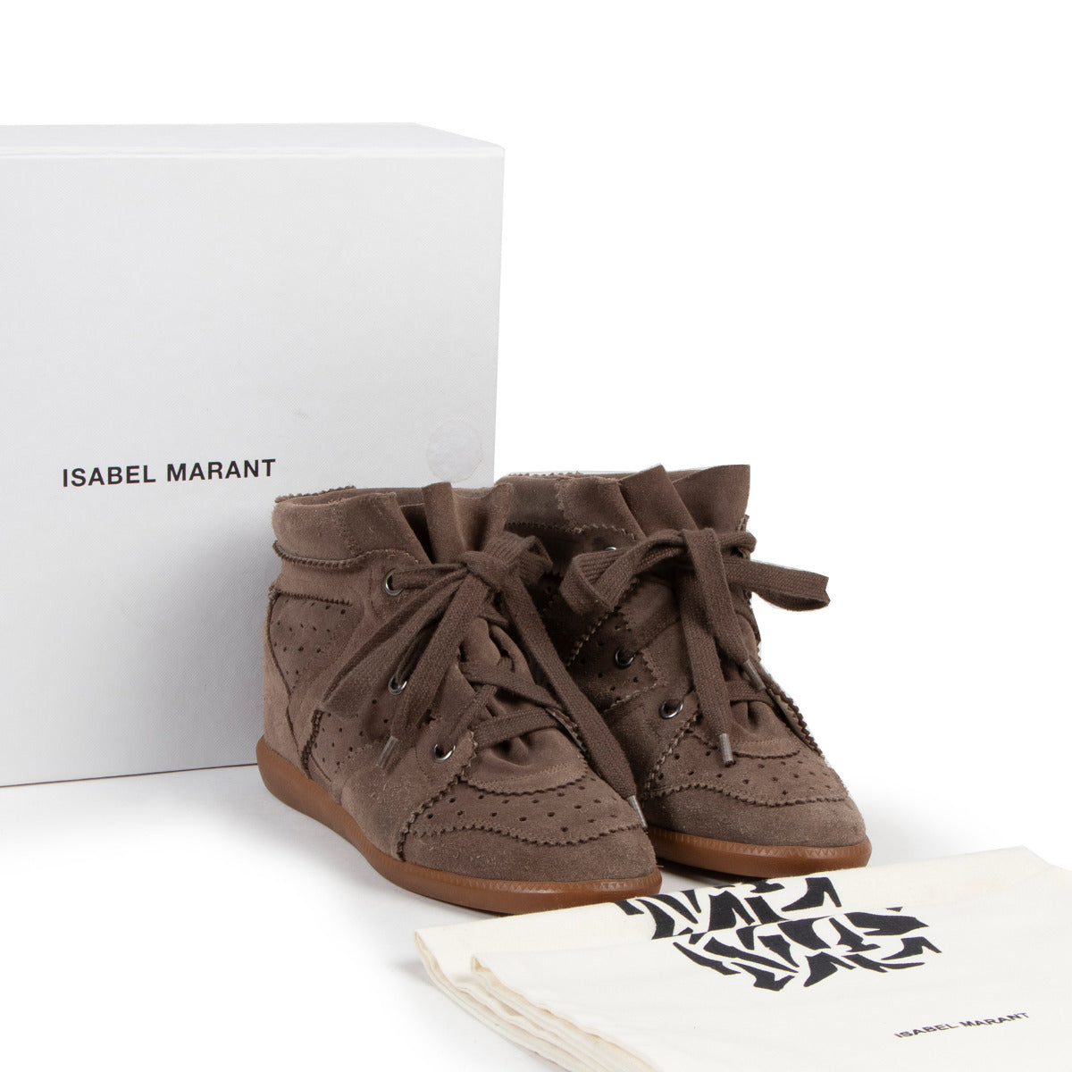 Isabel Marant Taupe Suede Bobby Wedge Sneakers - size 40