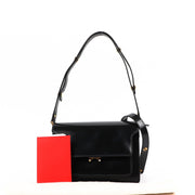 Buy an authentic second-hand Marni Black Saffiano Leather Trunk Shoulder Bag in very good condition at Labellov in Antwerp.