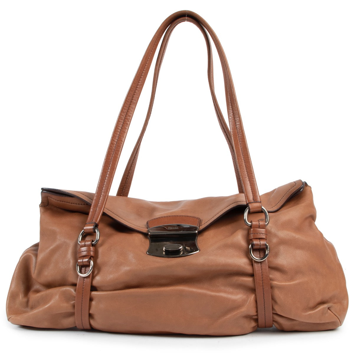 Shop safe online second hand authentic Prada Brown Shoulder Bag at labellov.Com