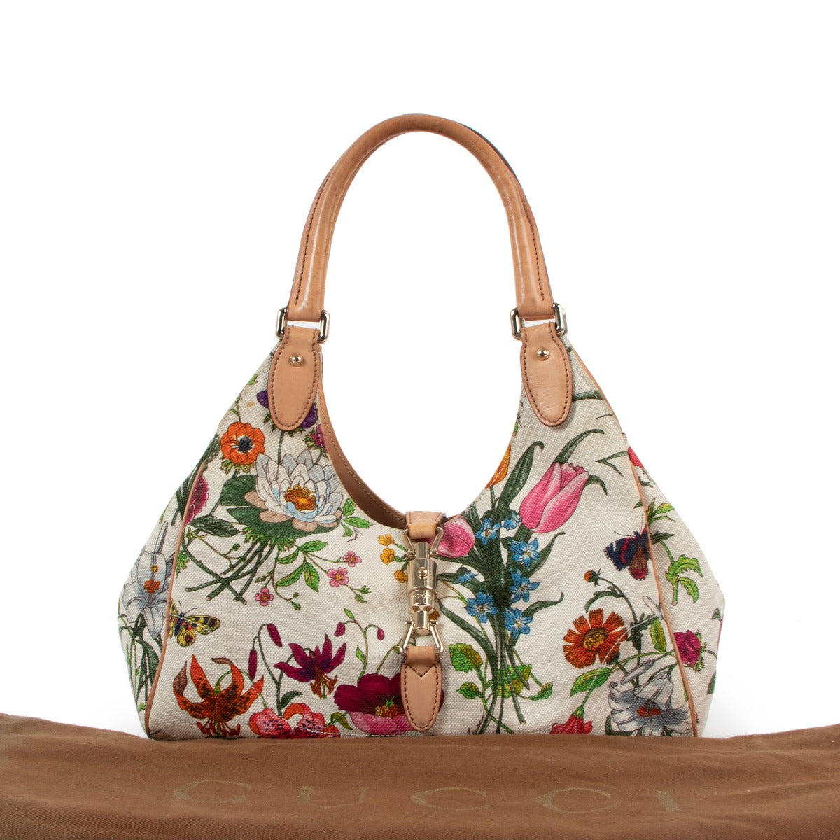 Gucci Floral Canvas Jackie O Hobo Bag