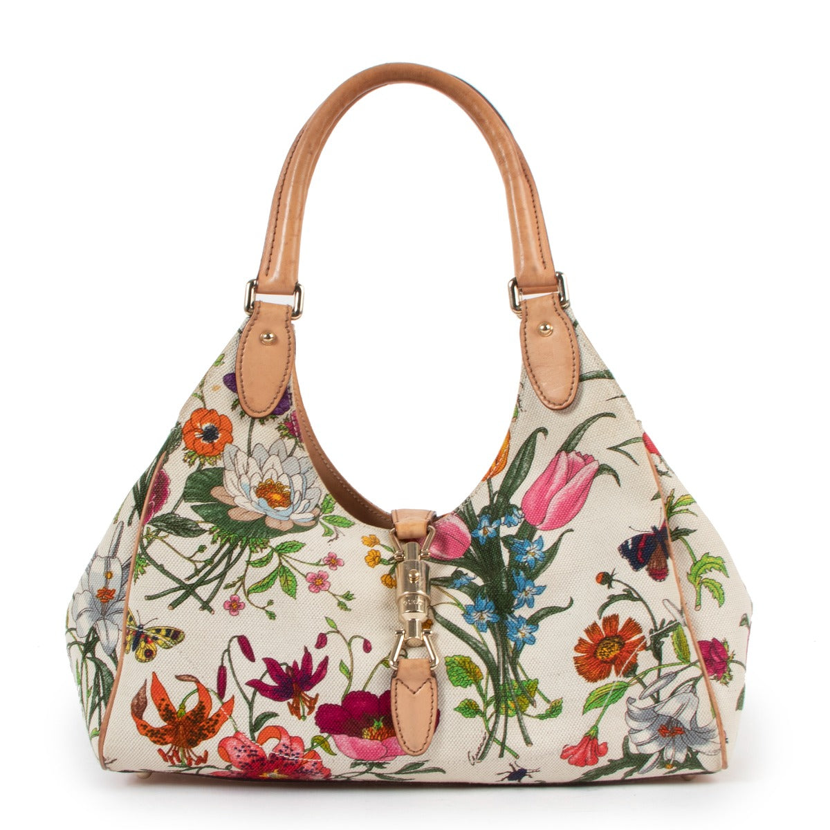 Gucci Floral Canvas Jackie O Hobo Bag