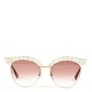 Buy verified second-hand Gucci Pink Acetate Cat-Eyed Pearl Studded Sunglasses in very good condition at Labellov Antwerp