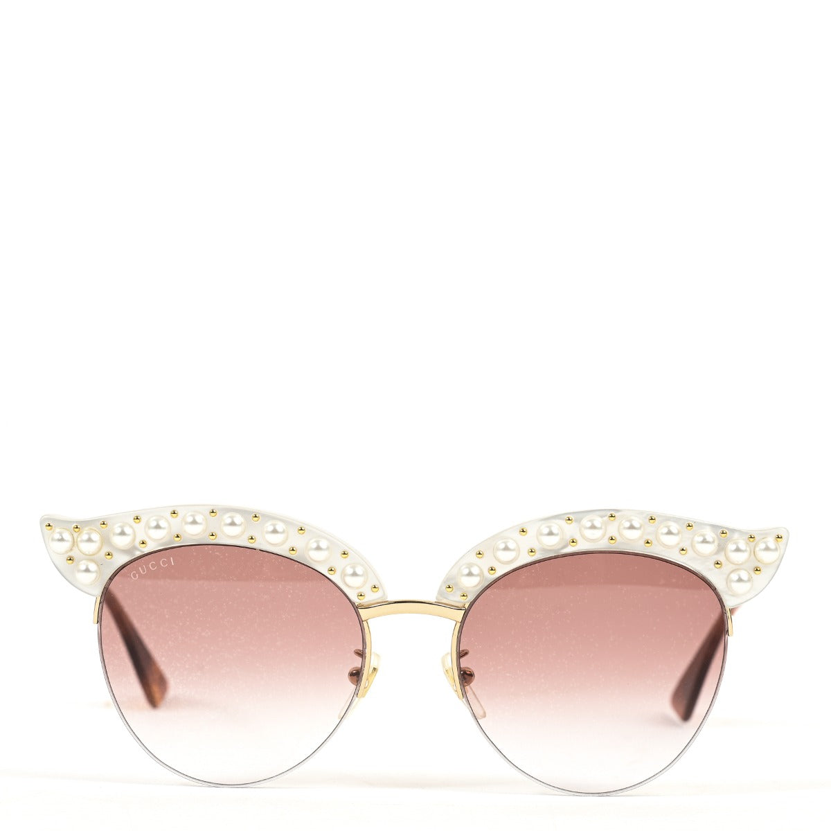 Buy verified second-hand Gucci Pink Acetate Cat-Eyed Pearl Studded Sunglasses in very good condition at Labellov Antwerp