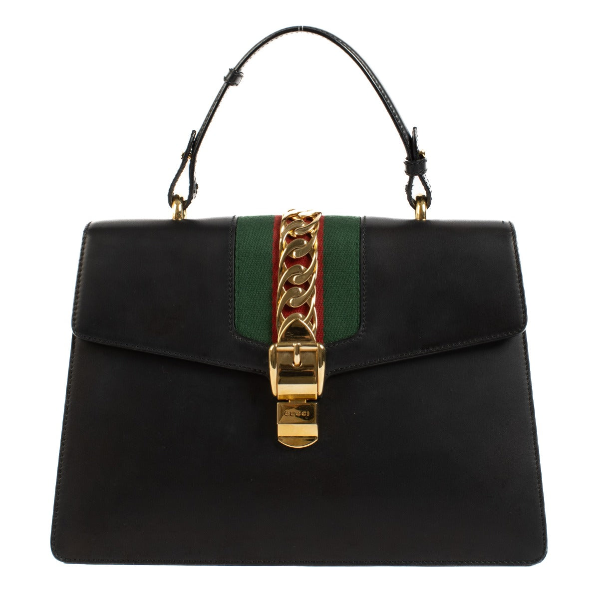 Shop safe online at Labellov in Antwerp, Brussels and Knokke this 100% authentic second hand Gucci Black Sylvie Medium Top Handle Bag