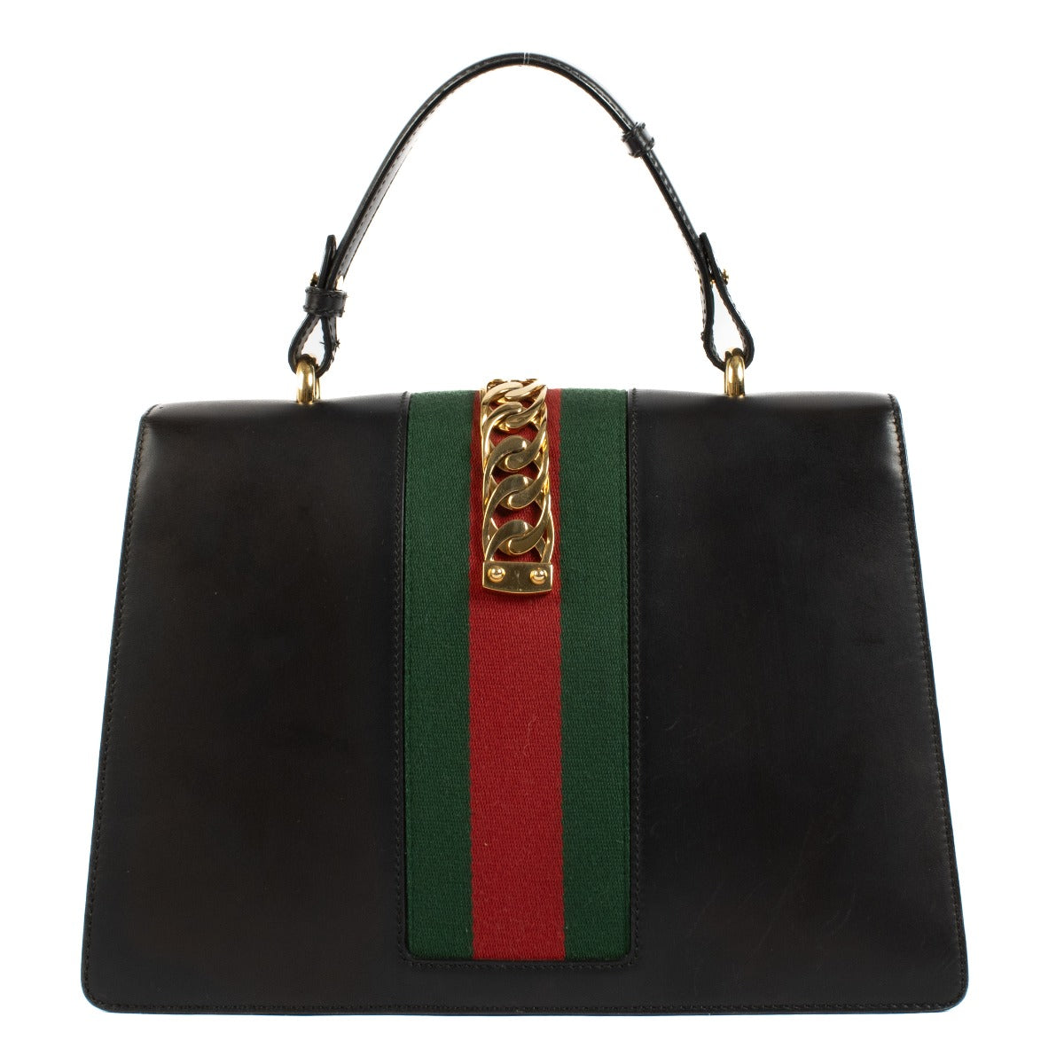 Shop safe online at Labellov in Antwerp, Brussels and Knokke this 100% authentic second hand Gucci Black Sylvie Medium Top Handle Bag