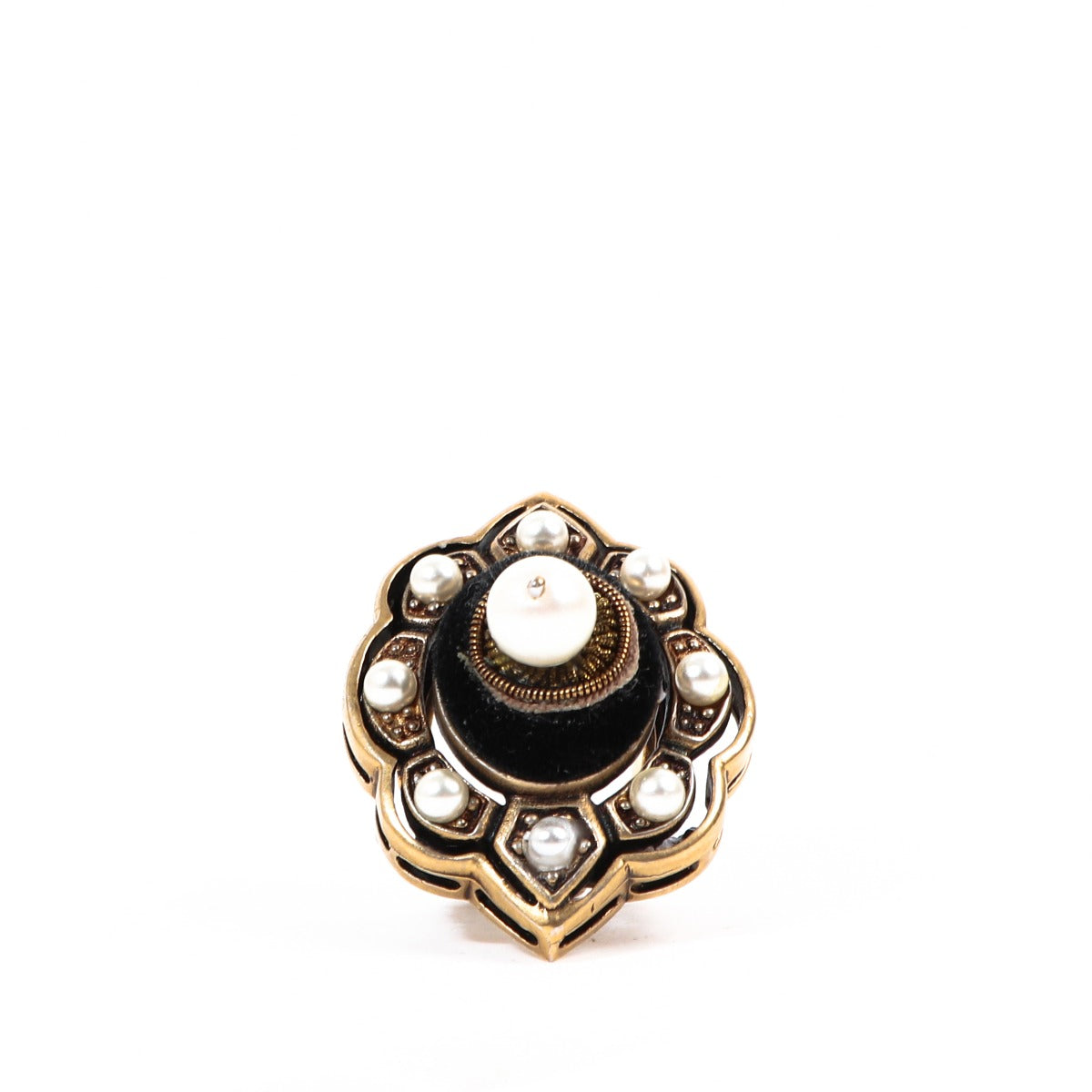 Bague en métal finition laiton avec perle Gucci - Taille 51
