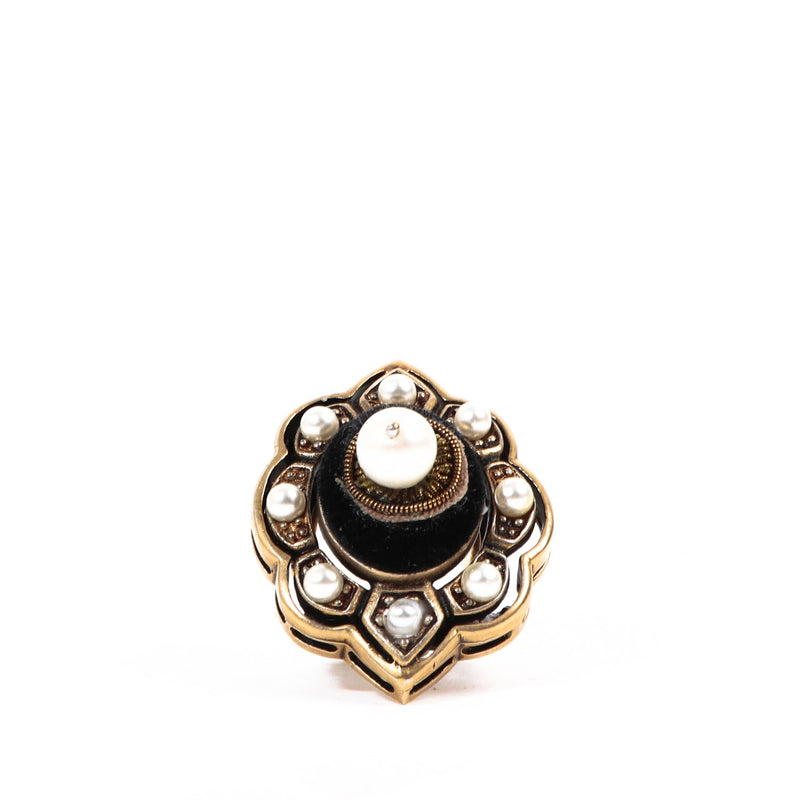 Gucci Pearl Brass Finish Metal Ring - Size 51