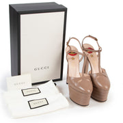 acheter en ligne de manière sûre Gucci Angel Leather Platform Pumps In Taupe