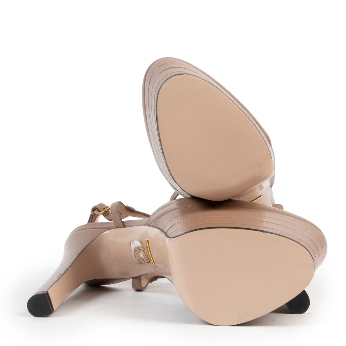 Koop online voor een correcte prijs Gucci Angel Leather Platform Pumps In Taupe
