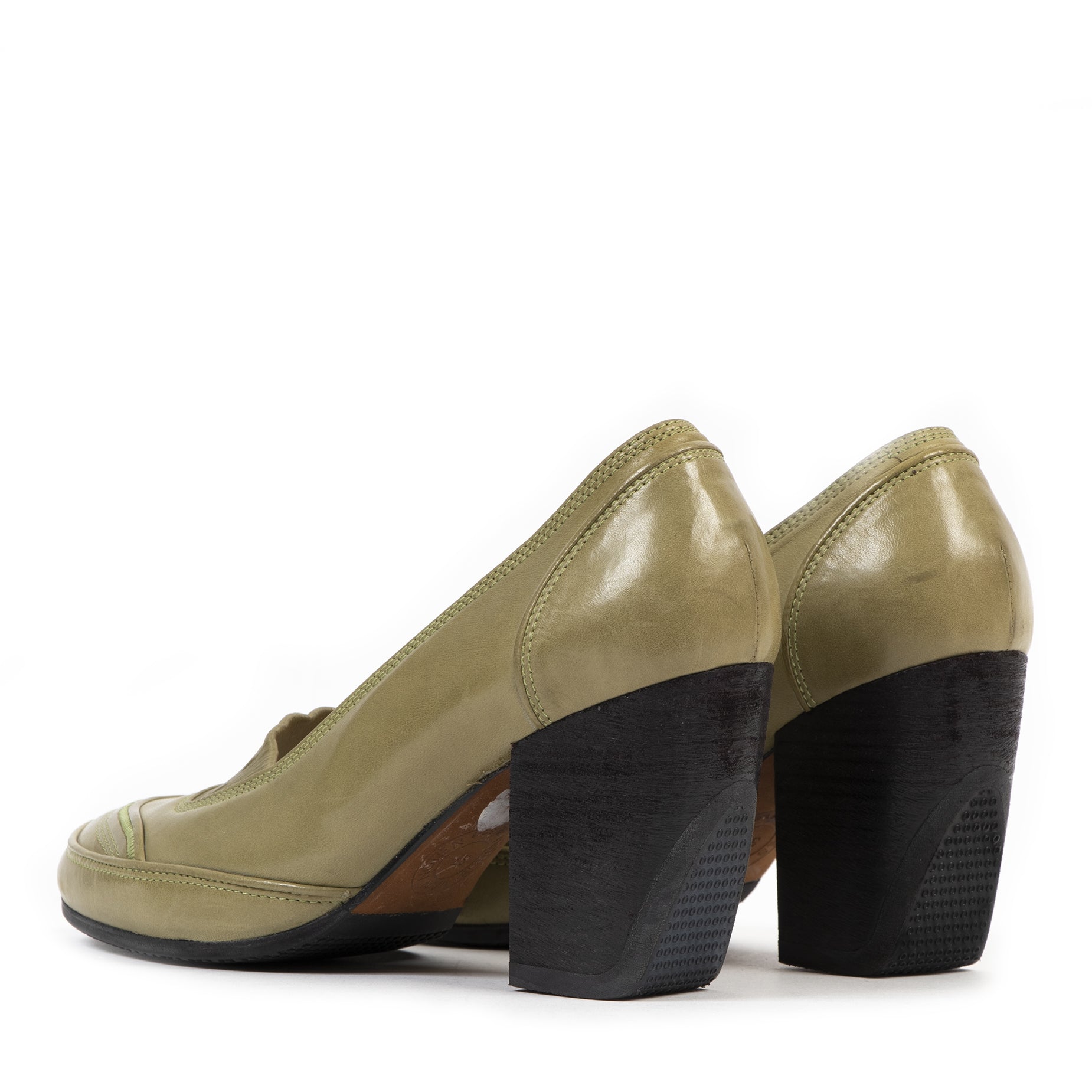Authentieke Tweedehands Dries Van Noten Light Green Leather Pumps - Size 37 juiste prijs veilig online shoppen luxe merken webshop winkelen Antwerpen België mode fashion