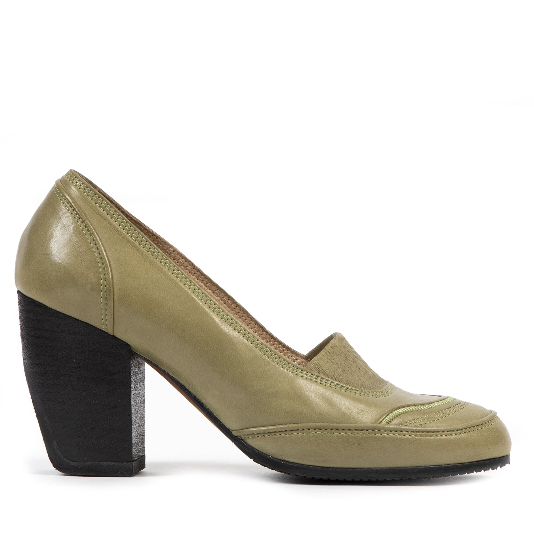 Authentieke Tweedehands Dries Van Noten Light Green Leather Pumps - Size 37 juiste prijs veilig online shoppen luxe merken webshop winkelen Antwerpen België mode fashion