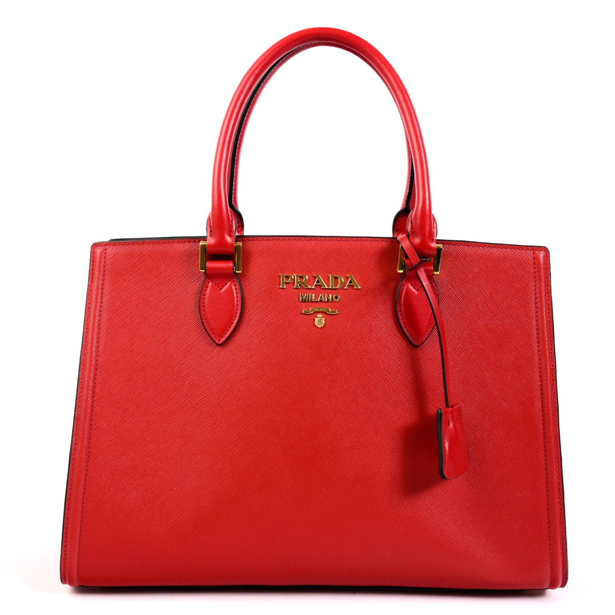 Prada 1BA228 Fuoco Red Saffiano Leather Handbag