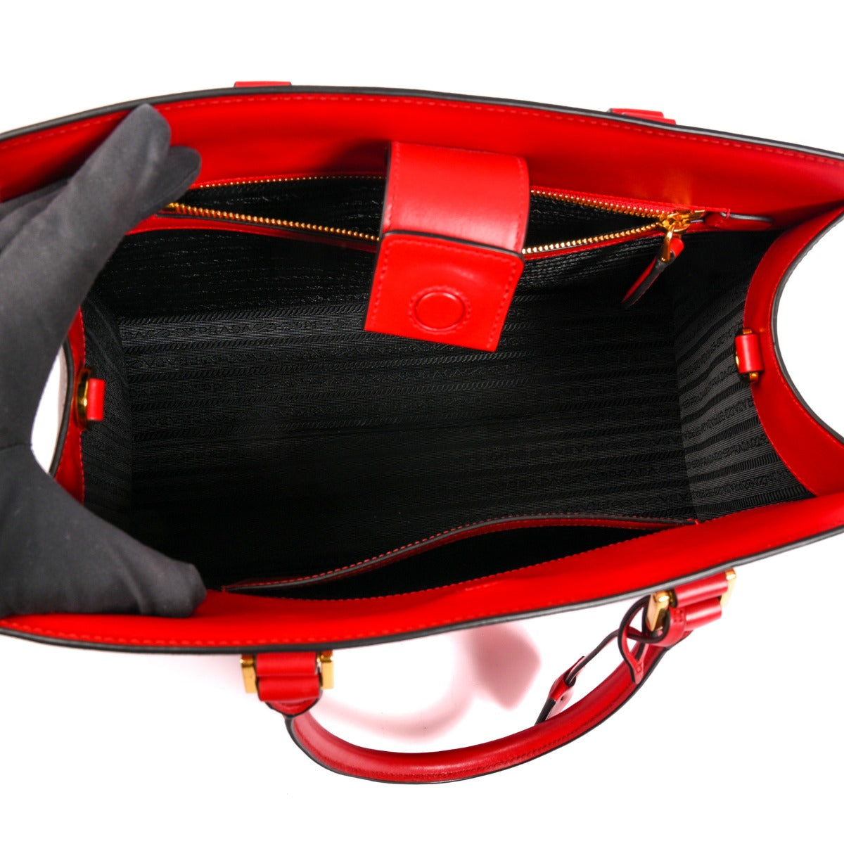 Sac à main Prada en cuir Saffiano rouge Fuoco