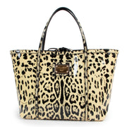 Buy authentic second hand designer vintage Dolce & Gabbana Leopard Miss Escape Patent Leather Shopper at Labellov
