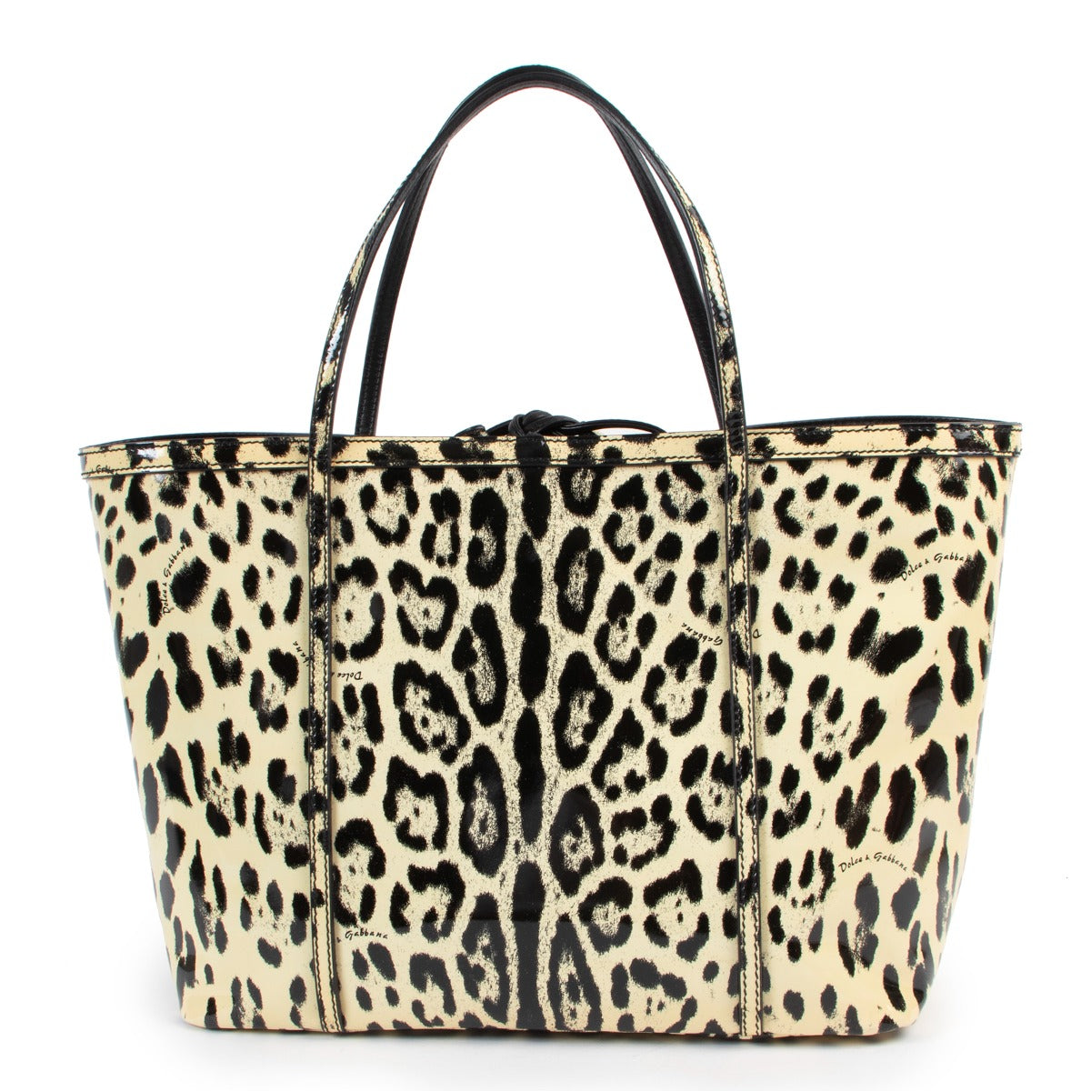 Buy authentic second hand designer vintage Dolce & Gabbana Leopard Miss Escape Patent Leather Shopper at Labellov