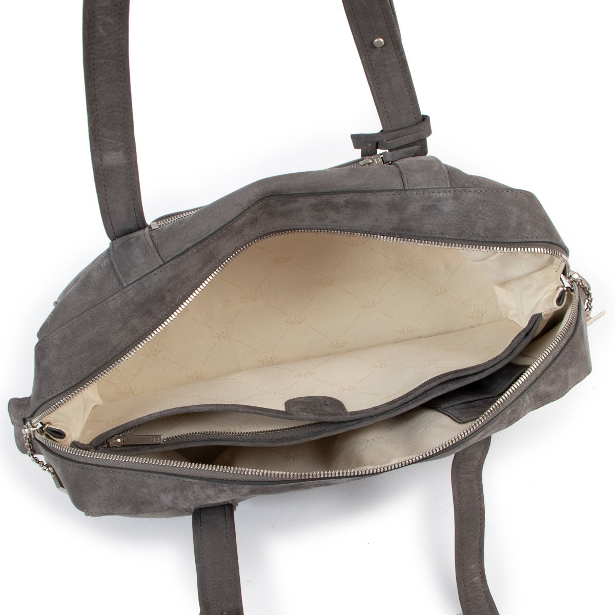 Shop authentic second hand designer luxury Delvaux Loft Santiag Facade Grey Nubuck Shoulder Bag at Labellov.