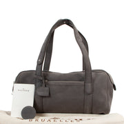 Shop authentic second hand designer luxury Delvaux Loft Santiag Facade Grey Nubuck Shoulder Bag at Labellov.