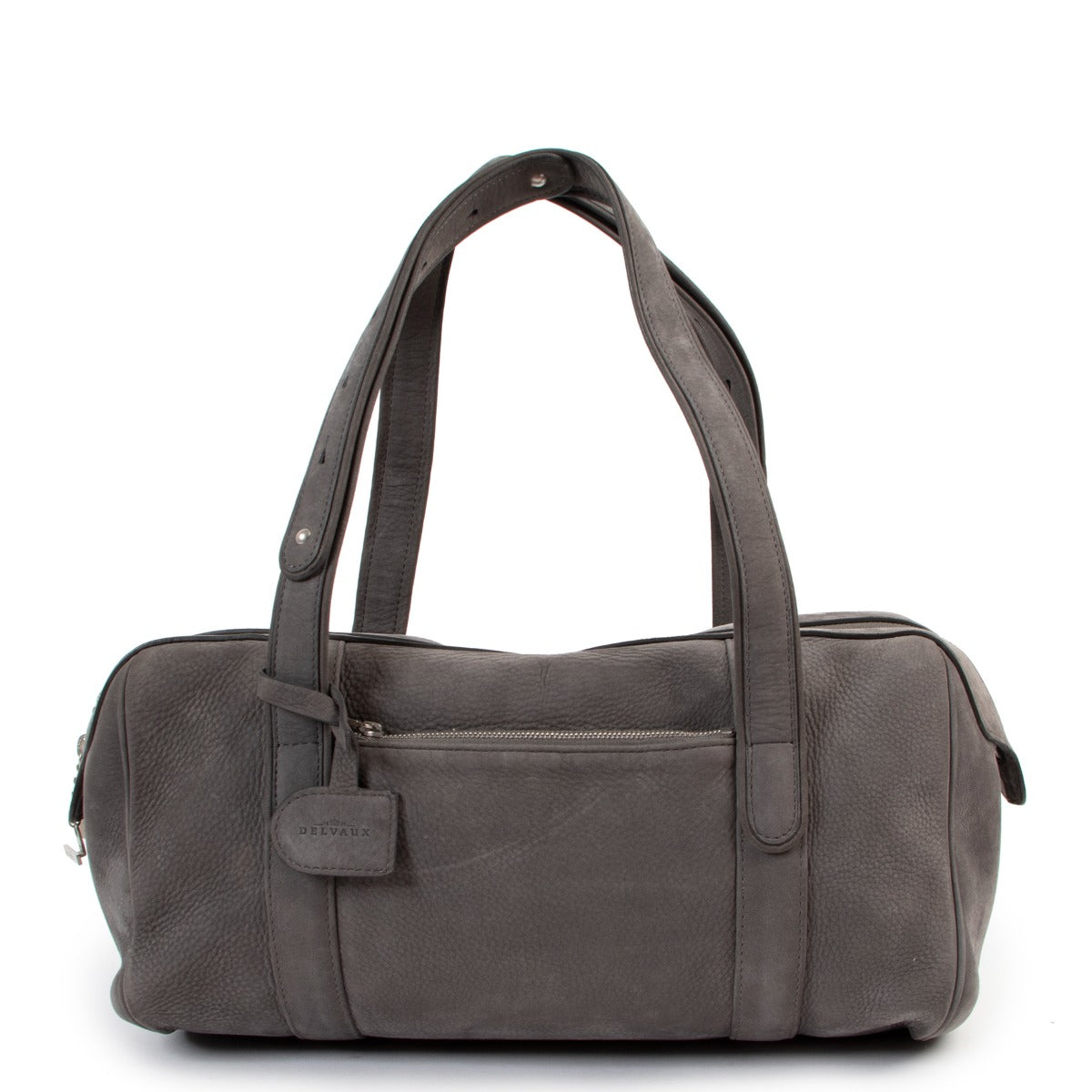 Shop authentic second hand designer luxury Delvaux Loft Santiag Facade Grey Nubuck Shoulder Bag at Labellov.