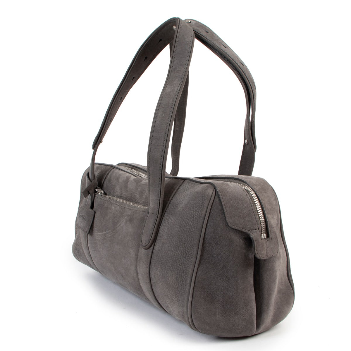 Shop authentic second hand designer luxury Delvaux Loft Santiag Facade Grey Nubuck Shoulder Bag at Labellov.