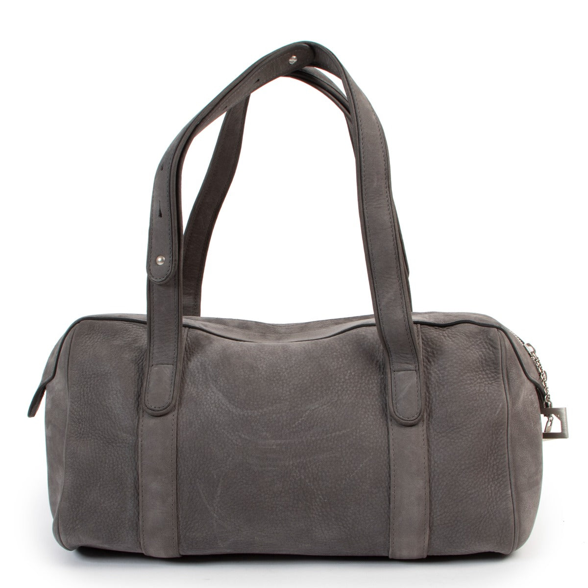 Shop authentic second hand designer luxury Delvaux Loft Santiag Facade Grey Nubuck Shoulder Bag at Labellov.