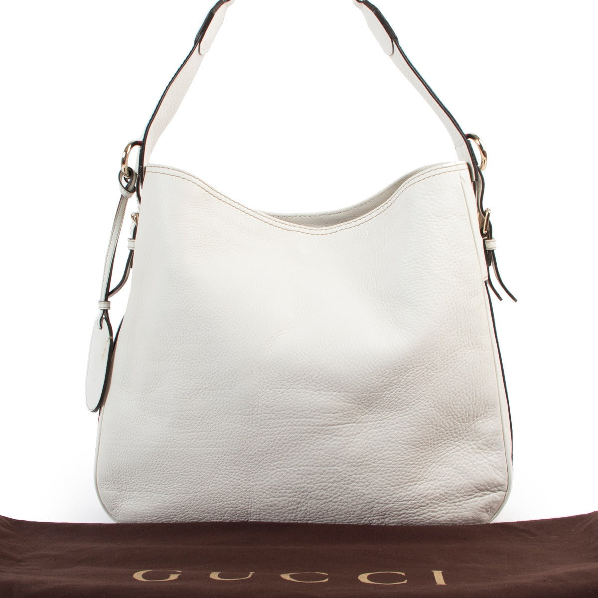 Buy authentic second hand luxury high end designer fashion Gucci White Heritage Medium Hobo Bag at Labellov.