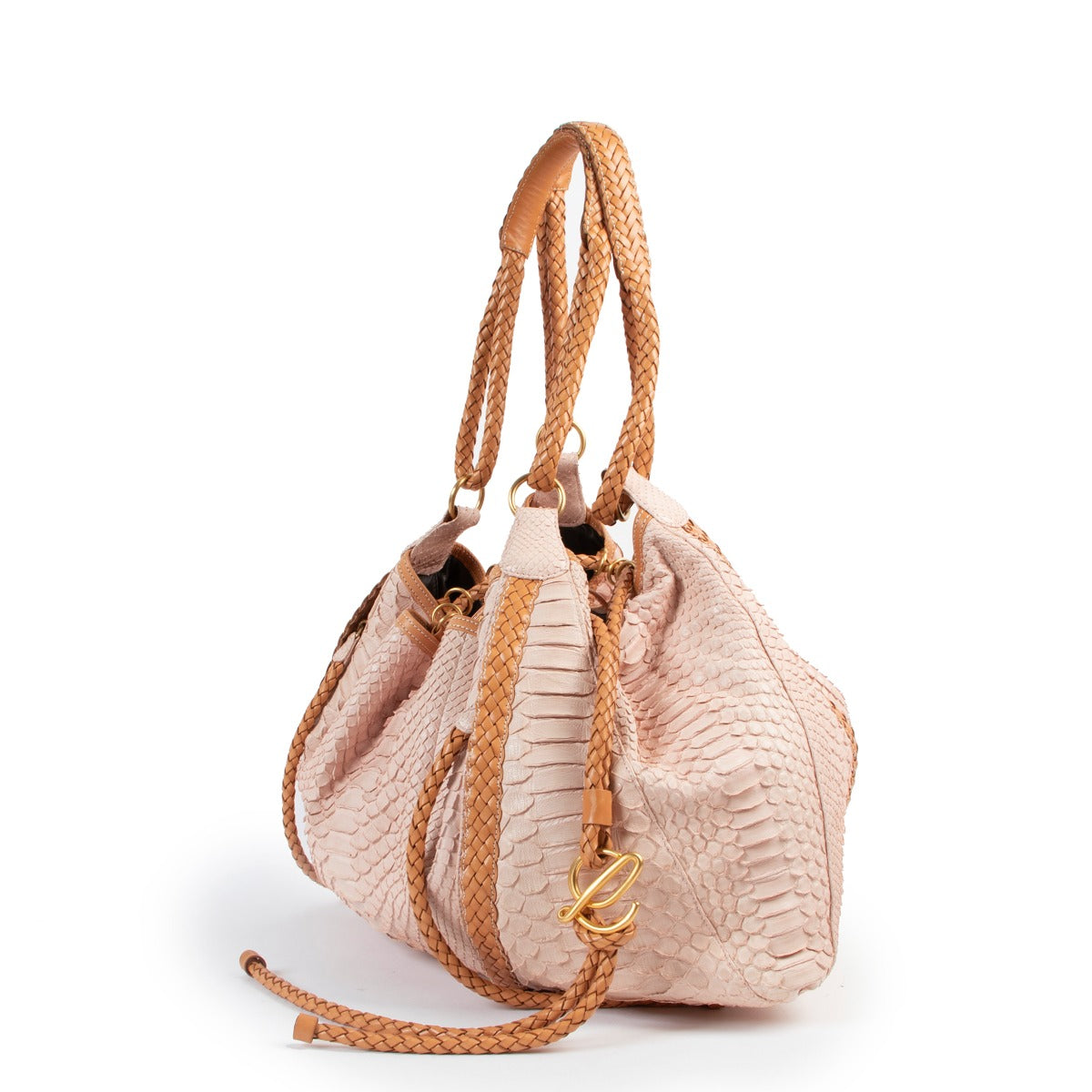 Shop authentic luxury vintage designer high end fashion Loewe SS08 Salmon Pink Python Limited Edition Hobo Bag at Labellov.