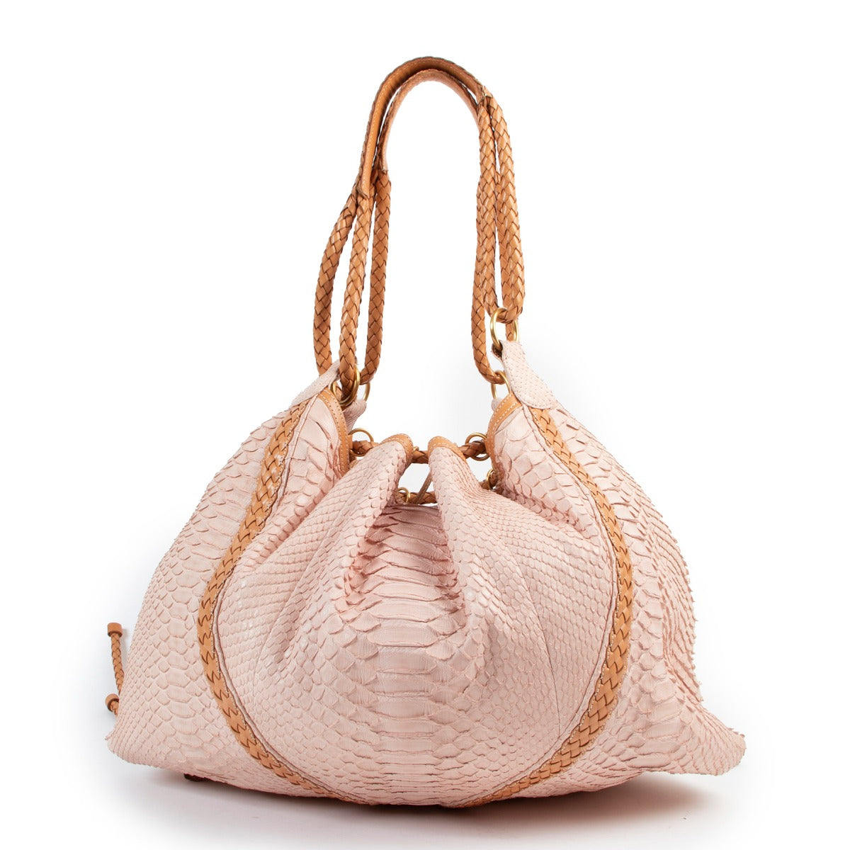 Shop authentic luxury vintage designer high end fashion Loewe SS08 Salmon Pink Python Limited Edition Hobo Bag at Labellov.